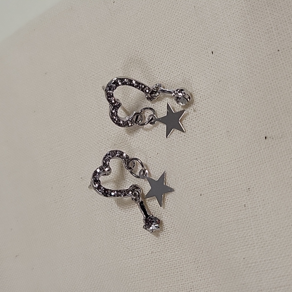 Open Heart Star Drop Shimmer Earrings - Picture 9 of 10